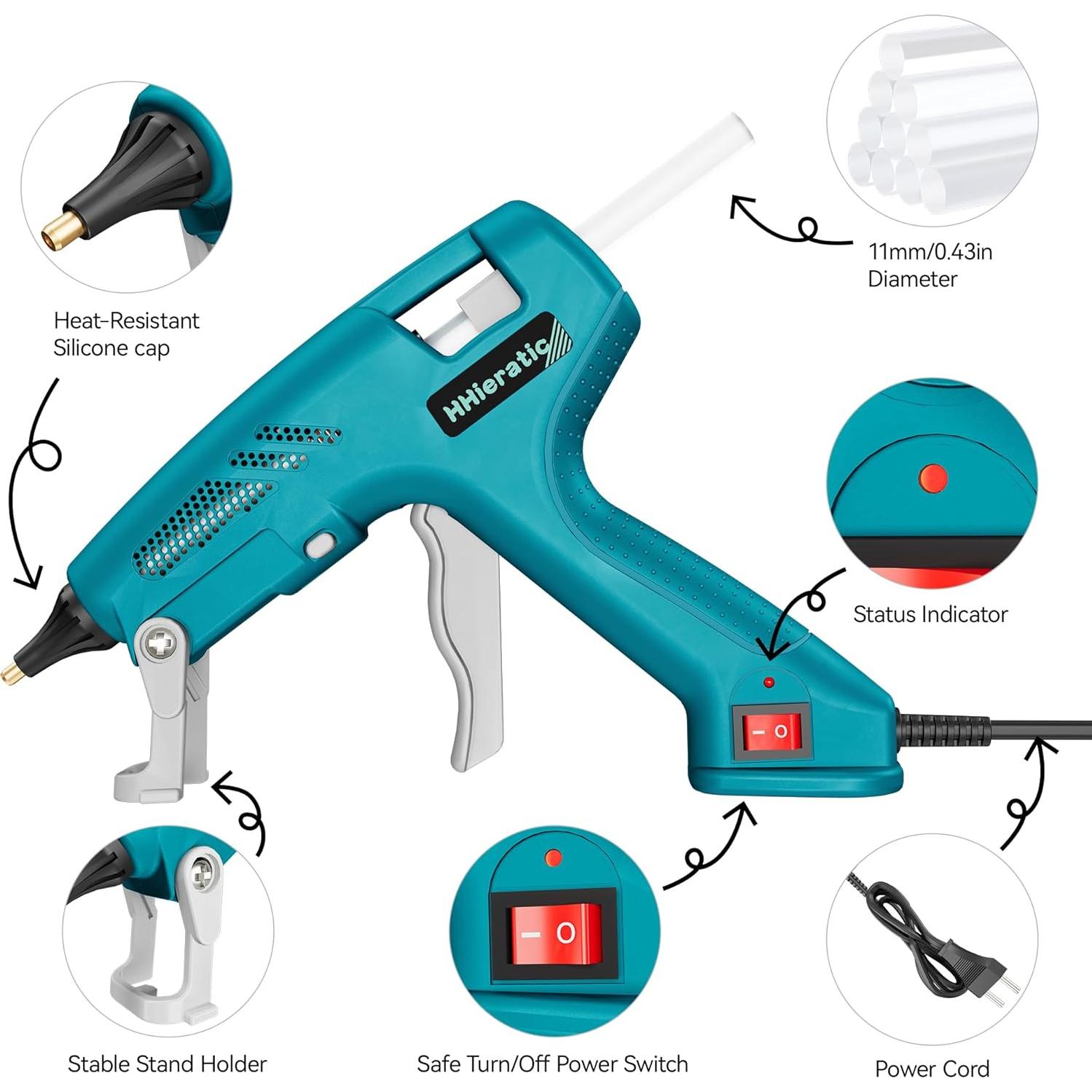 Pistola de Pegamento Caliente 100W HHieratic con 30 Barritas 11mm