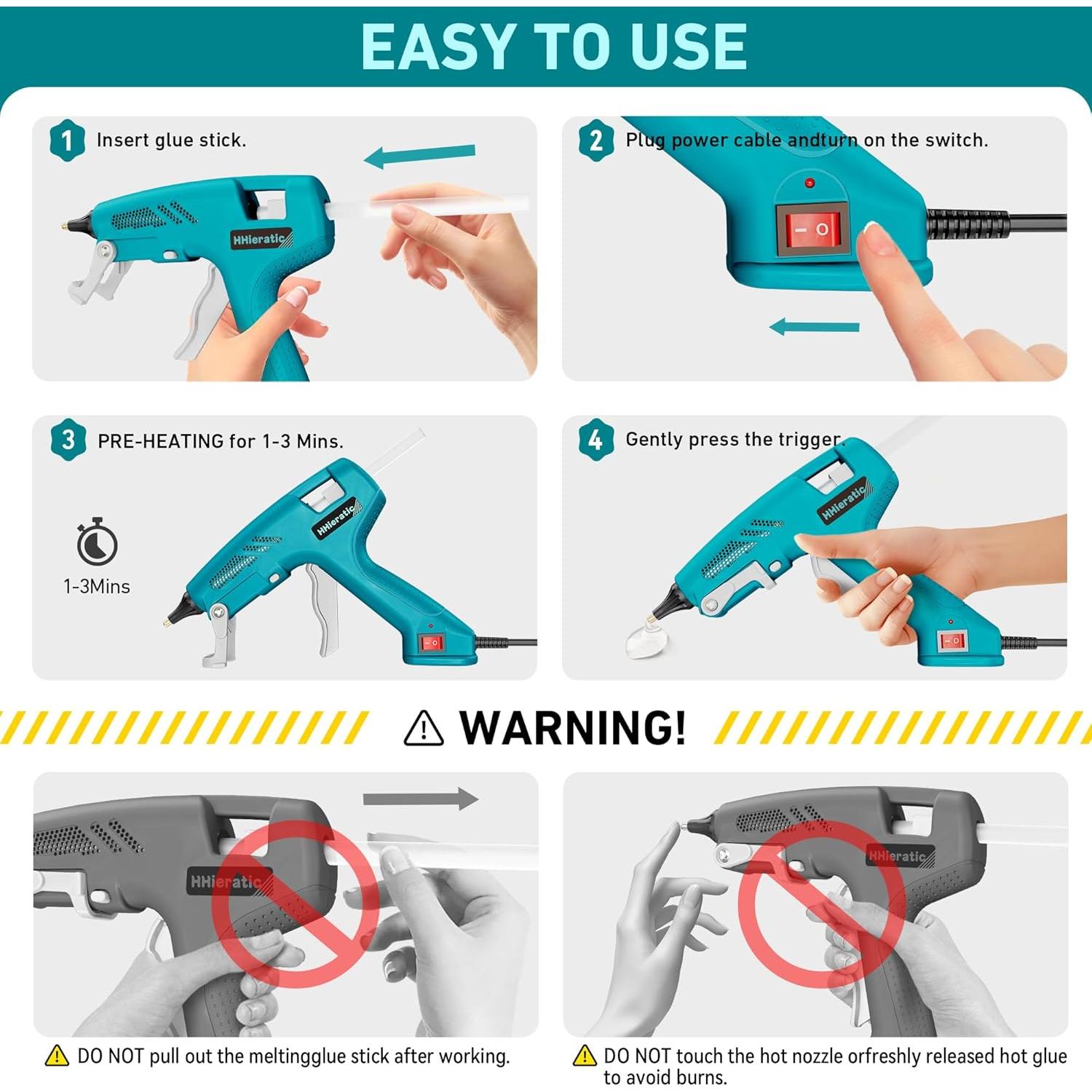 Pistola de Pegamento Caliente 100W HHieratic con 30 Barritas 11mm