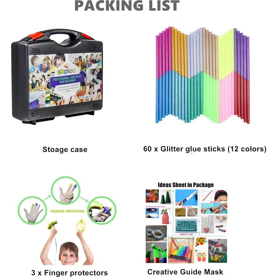 Pistola de Pegamento Caliente NEX&CO para Niños - Kit con 60 Barras