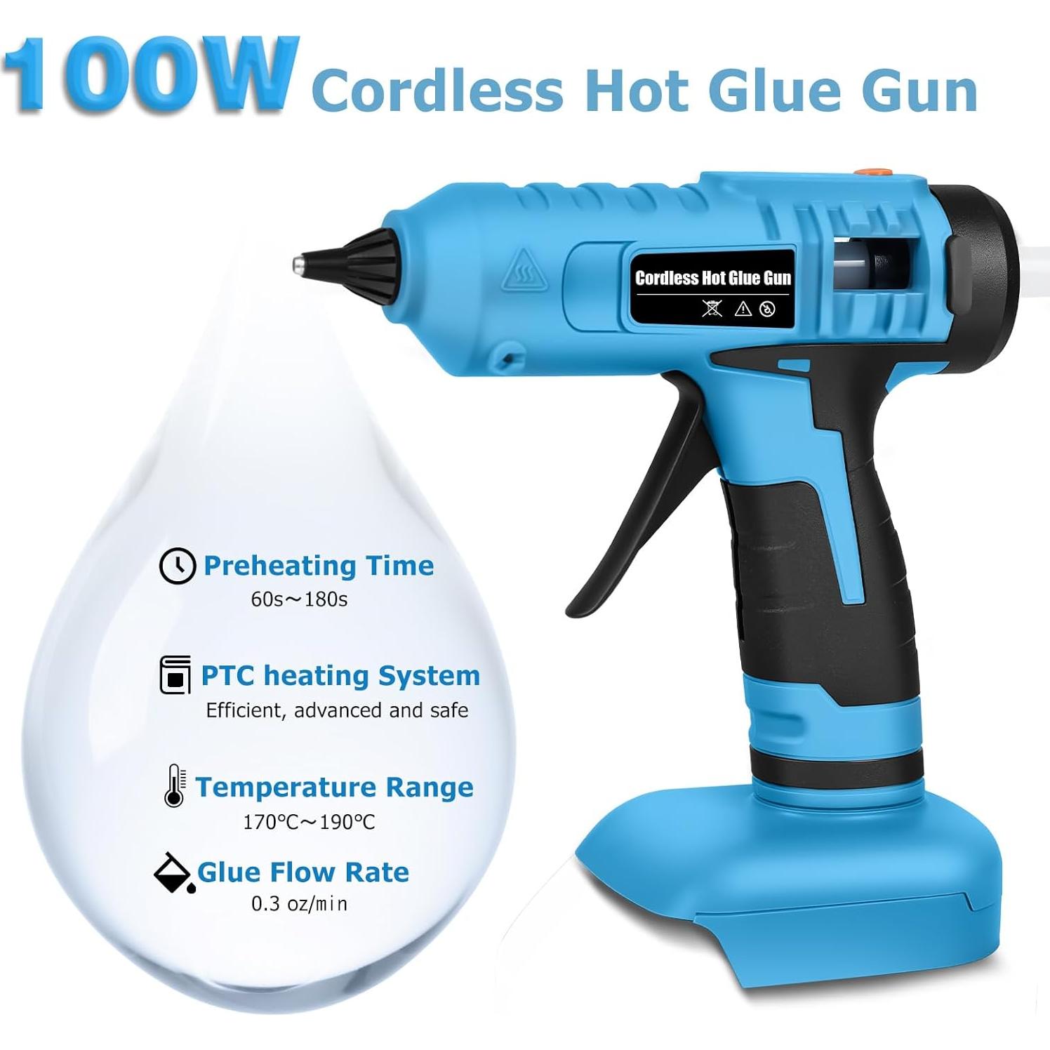 Pistola de Pegamento Caliente Inalámbrica VOJOTO 100W con 20 Barras