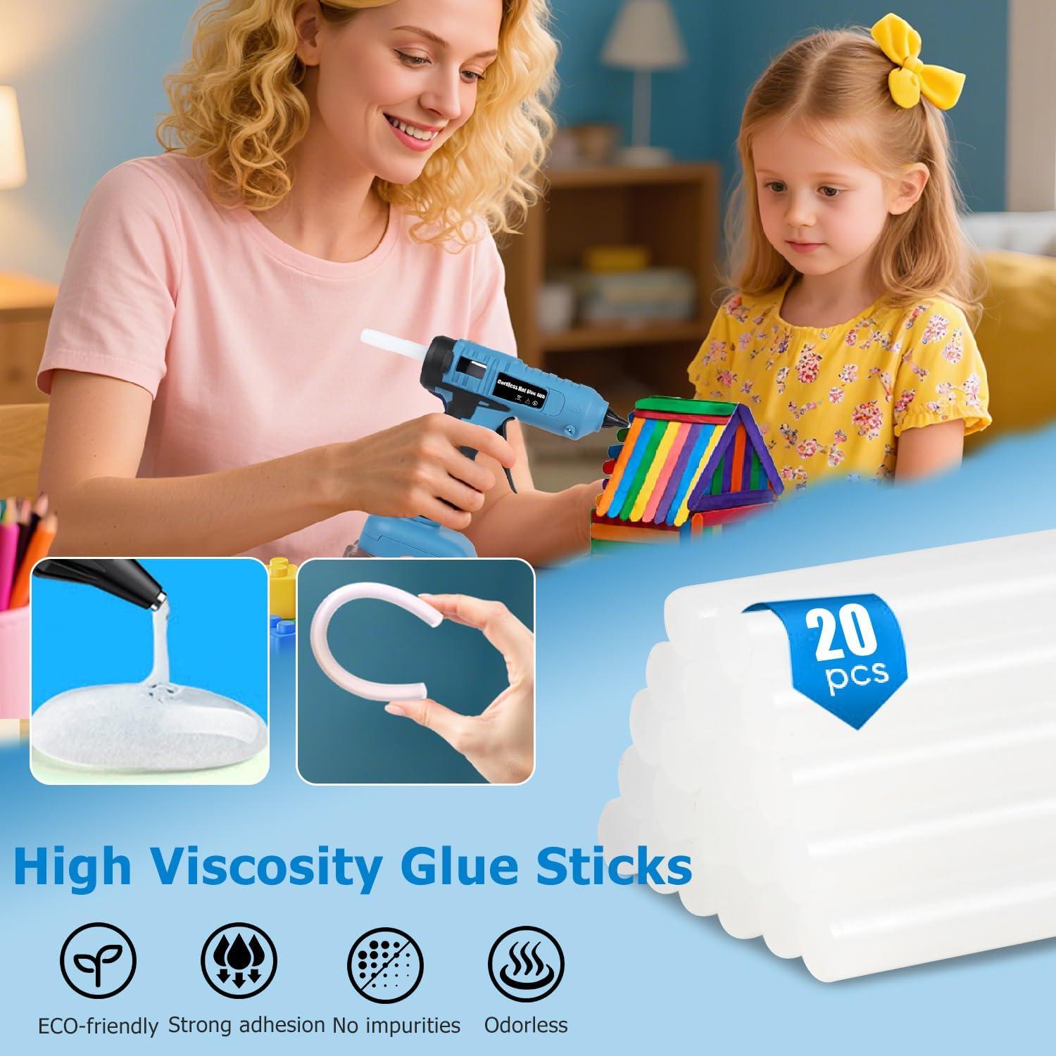 Pistola de Pegamento Caliente Inalámbrica VOJOTO 100W con 20 Barras