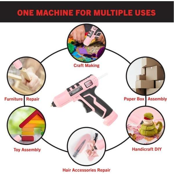 Pistola de Pegamento Inalámbrica Stalwart 4V Rosa - 20 Barras