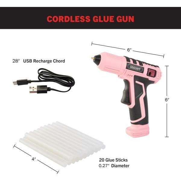 Pistola de Pegamento Inalámbrica Stalwart 4V Rosa - 20 Barras