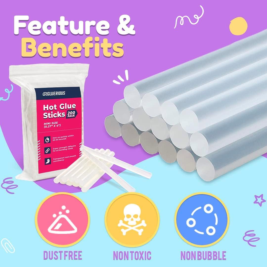 Barras de Pegamento Caliente Mini Gluerious 200 Pcs 10 cm