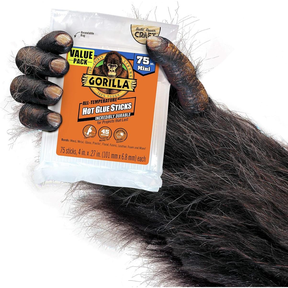 Kit Pistola de Pegamento Caliente Dual GORILLA + 75 Barras 10.16cm