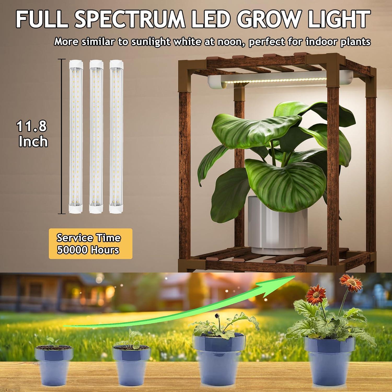 Soporte para Plantas HOMKIRT con Luz de Crecimiento 121.92 cm