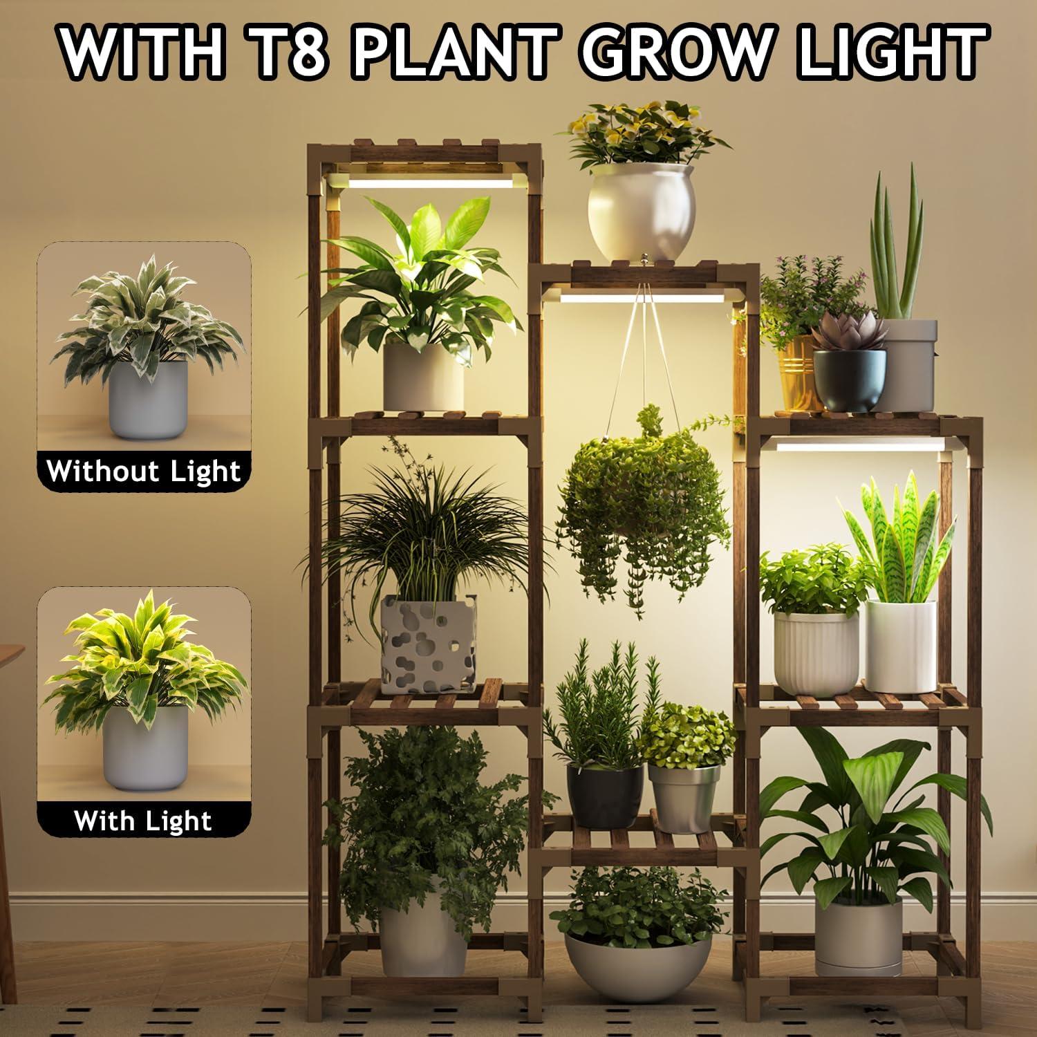 Soporte para Plantas HOMKIRT con Luz de Crecimiento 121.92 cm