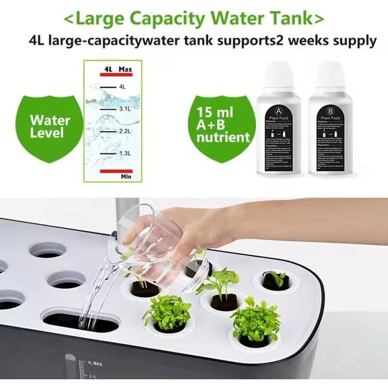 Kit de Cultivo Hidropónico Banvikon 12 Cápsulas LED Autorriego