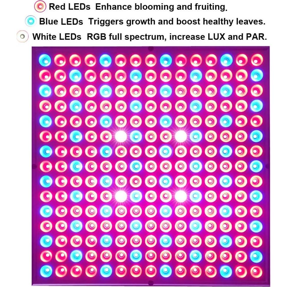 Luz de Cultivo LED Hytekgro 225 LEDs Espectro Completo 2 Paquete