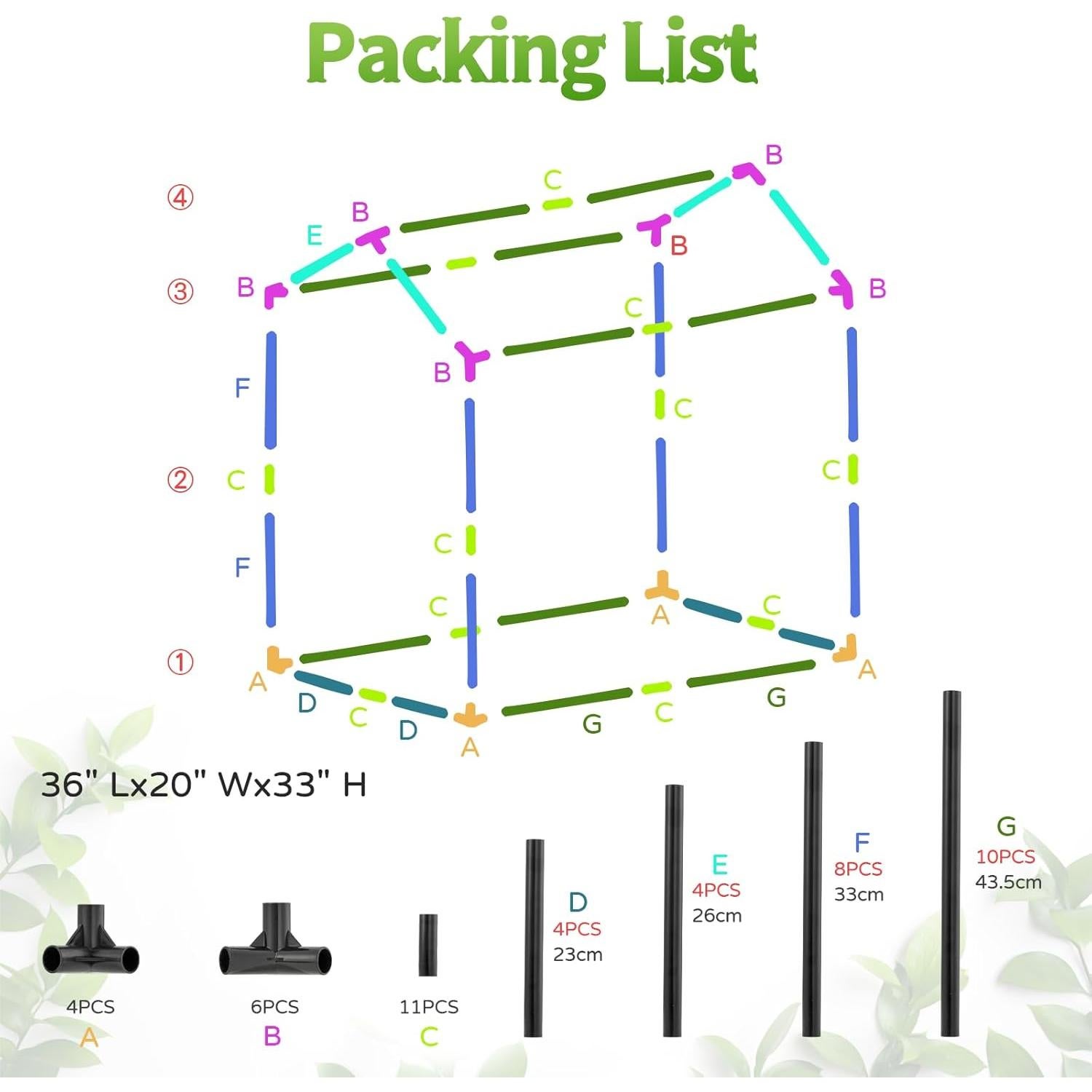 Mini Invernadero Vercome con Luz de Crecimiento 65x50x40 cm