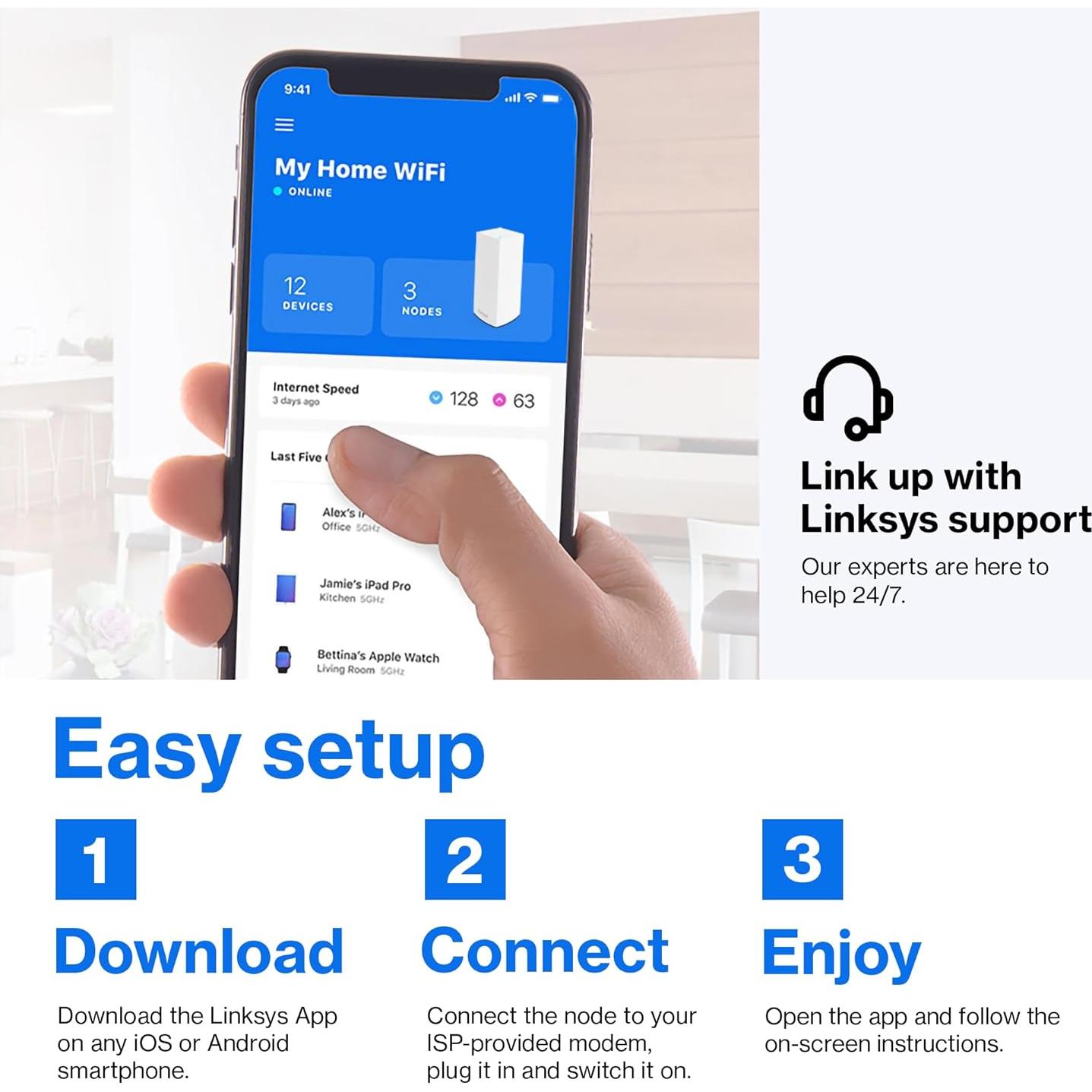 Router de Malla WiFi 6 Linksys Atlas MX2000 Doble Banda 3.0Gbps