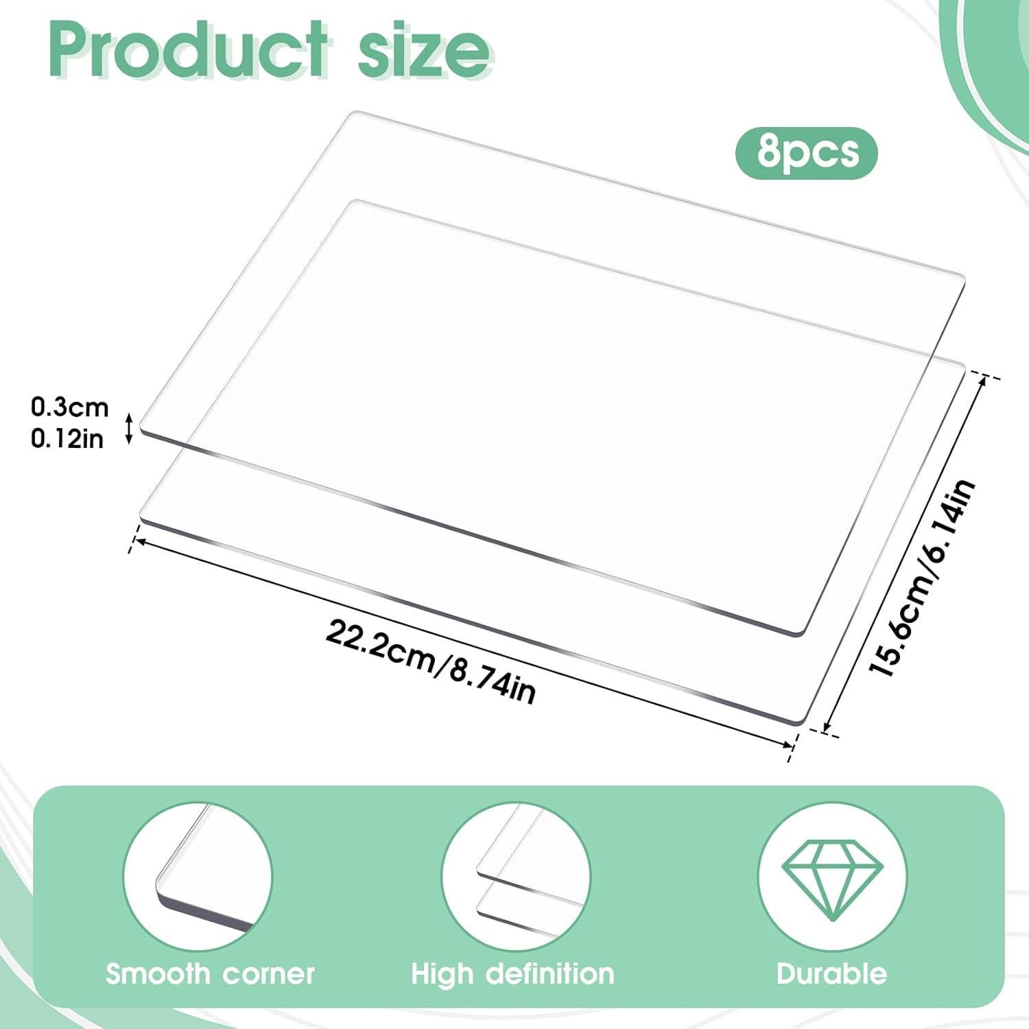 8 Almohadillas de Corte Acrílico Zelphvt 22x15.5cm Transparentes