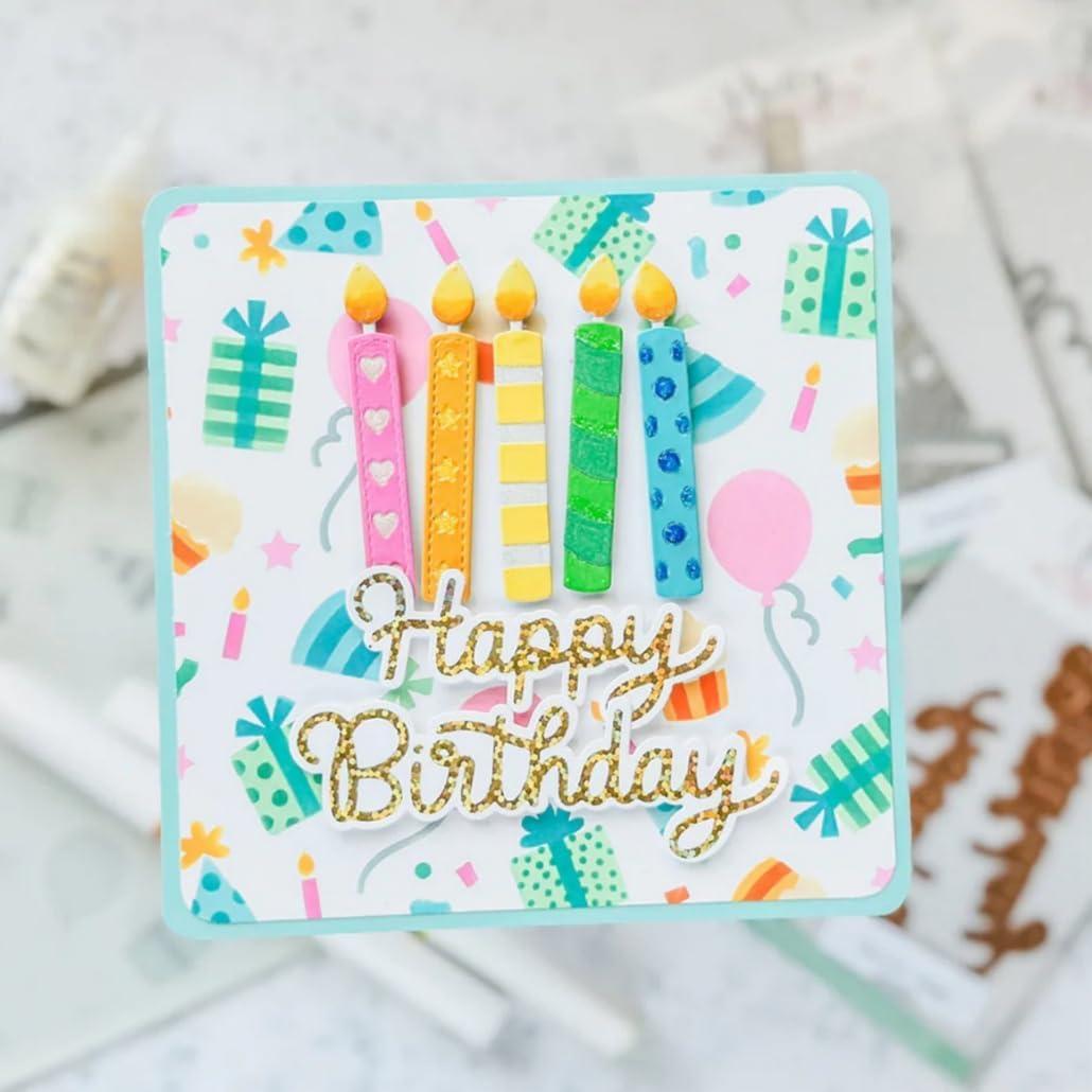 Troqueles de Metal FAWENUCY para Scrapbooking - Feliz Cumpleaños 10.7x9.9cm