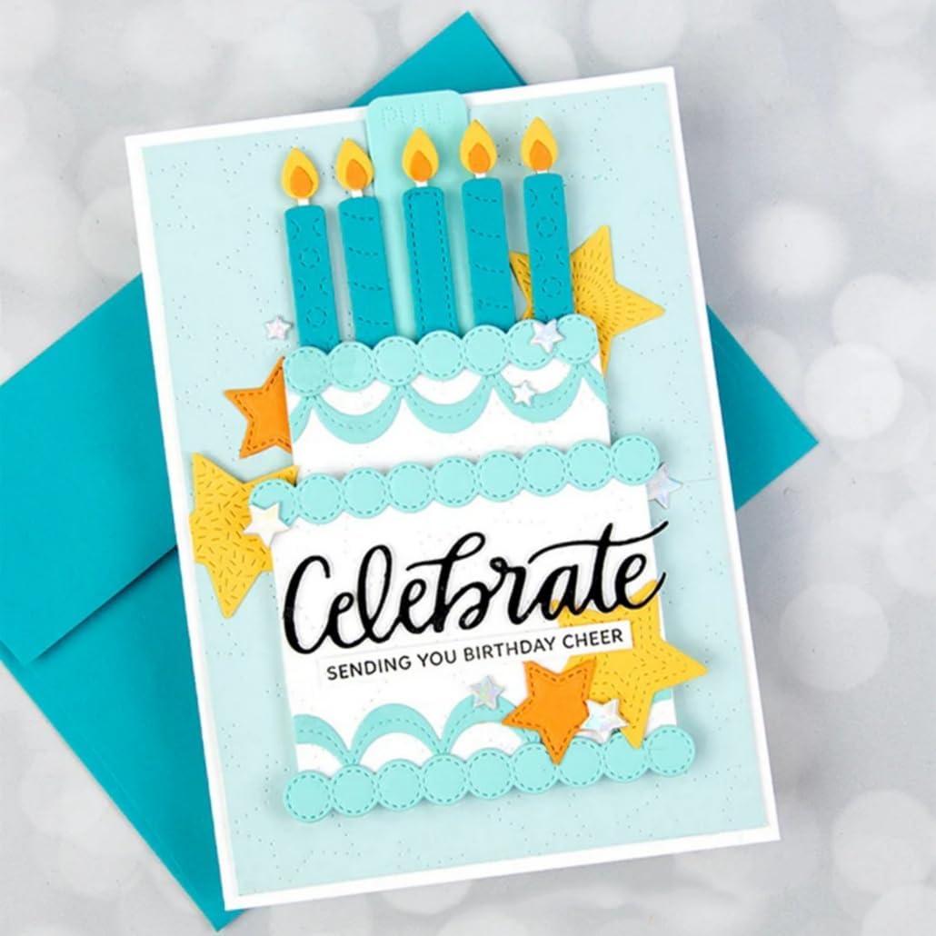 Troqueles de Metal FAWENUCY para Scrapbooking - Feliz Cumpleaños 10.7x9.9cm