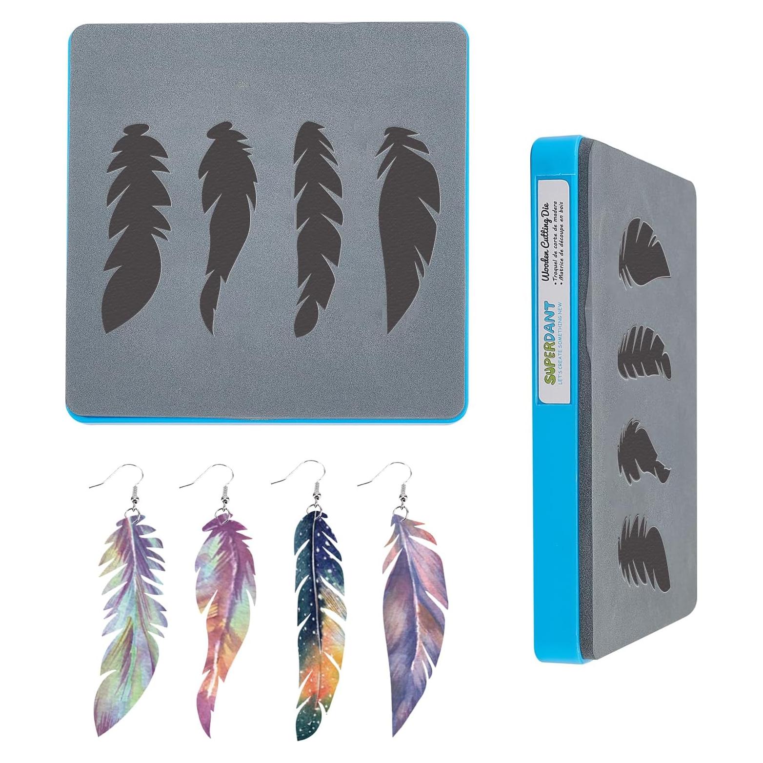 Troquel de Piel SUPERDANT 15x15cm 4 Formas de Pluma para Manualidades