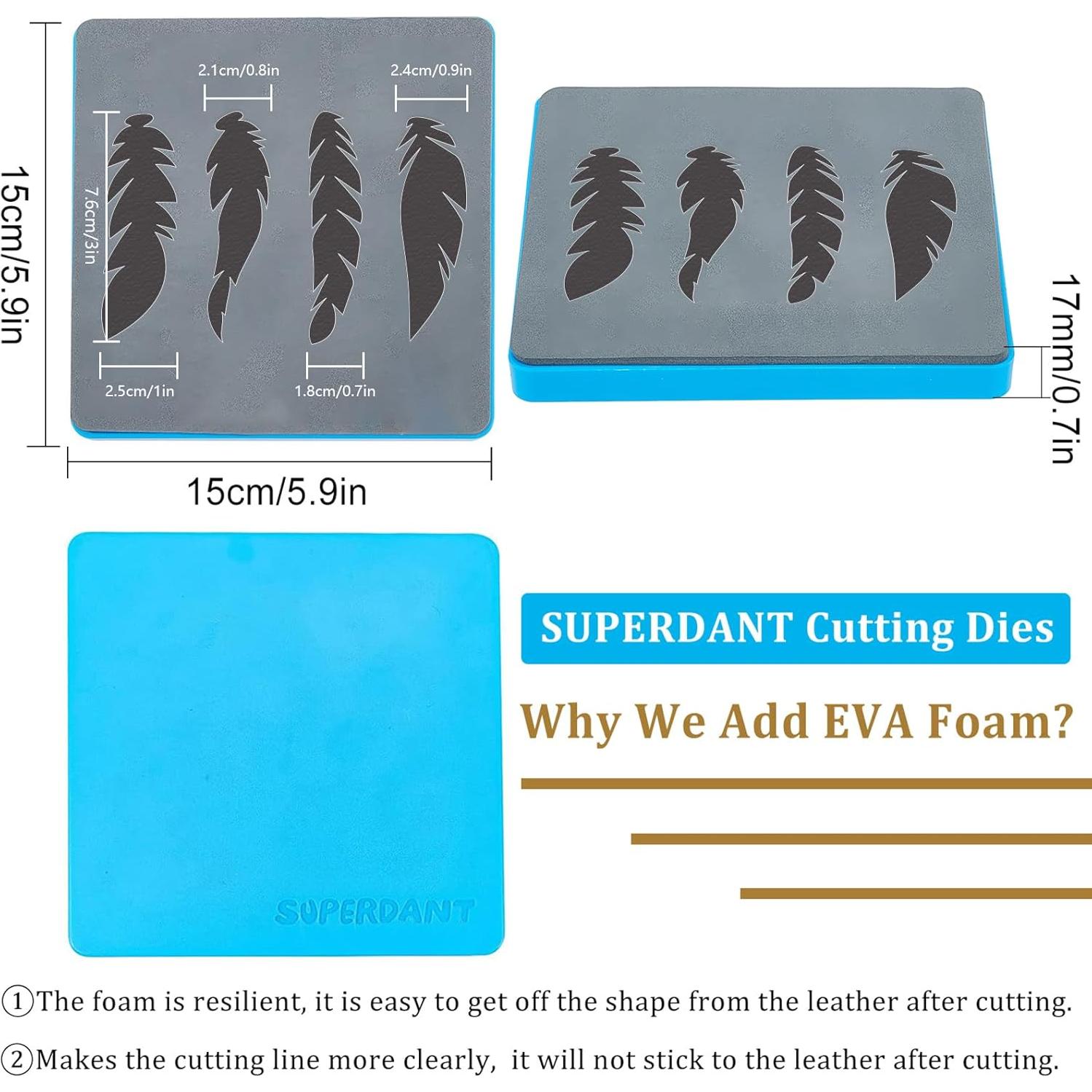 Troquel de Piel SUPERDANT 15x15cm 4 Formas de Pluma para Manualidades