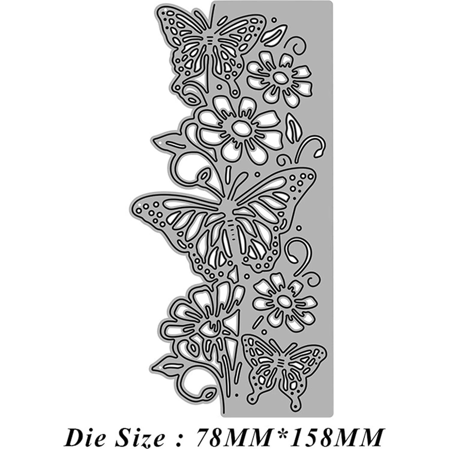 Scrapbooking Die-Cuts for Card Making, Christmas Metal Cutting Dies, Paper Craft Punch Template, Background Embossing Stencils, DIY Album Décor (Butterfly Flower- 7.8x15.8cm)