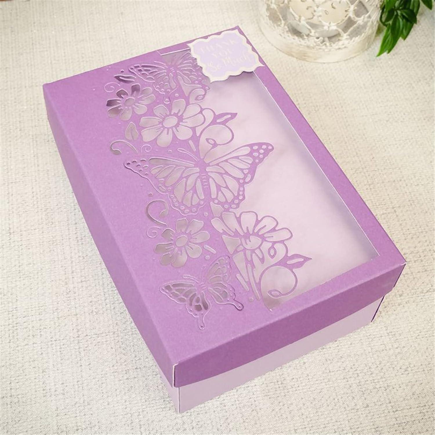 Scrapbooking Die-Cuts for Card Making, Christmas Metal Cutting Dies, Paper Craft Punch Template, Background Embossing Stencils, DIY Album Décor (Butterfly Flower- 7.8x15.8cm)