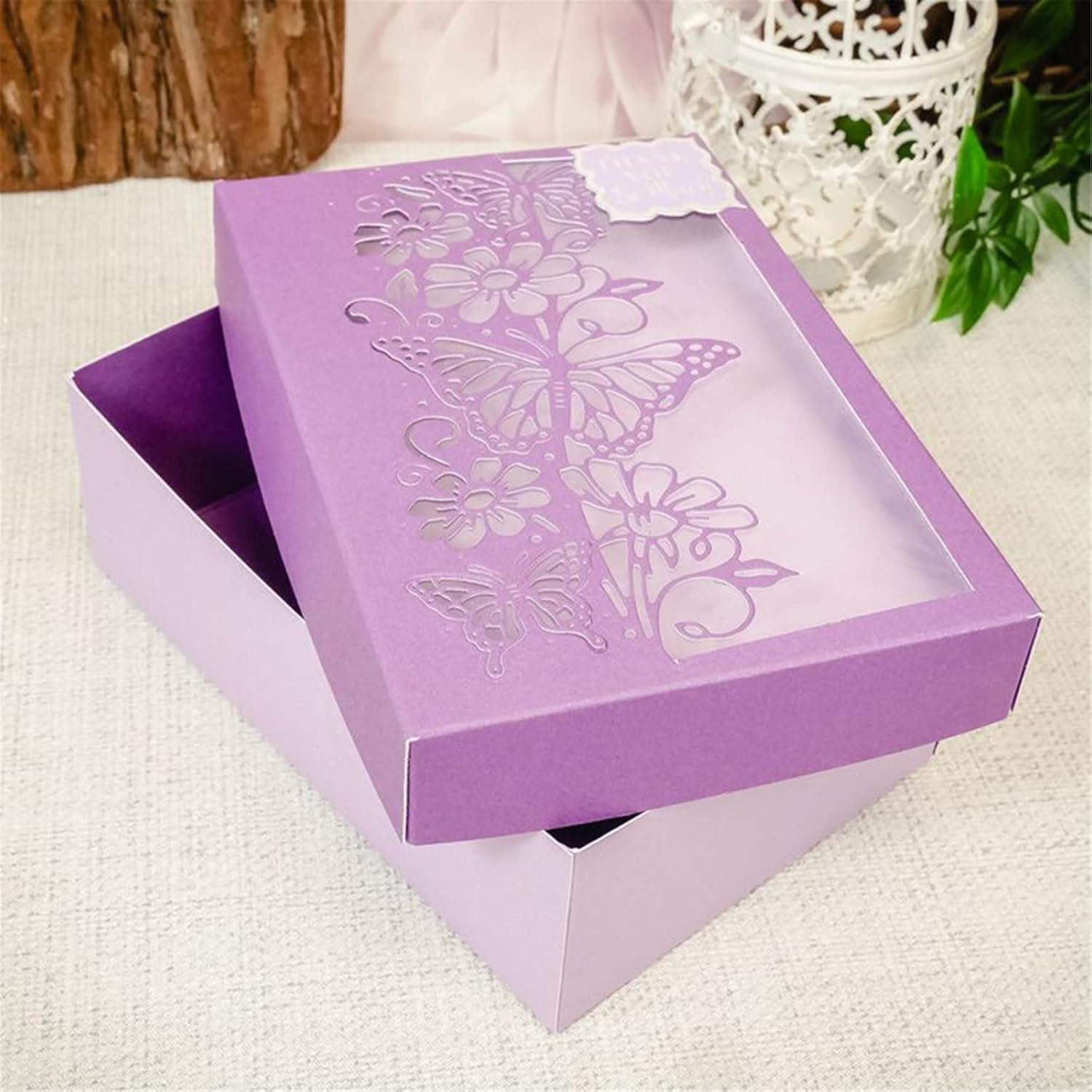 Scrapbooking Die-Cuts for Card Making, Christmas Metal Cutting Dies, Paper Craft Punch Template, Background Embossing Stencils, DIY Album Décor (Butterfly Flower- 7.8x15.8cm)