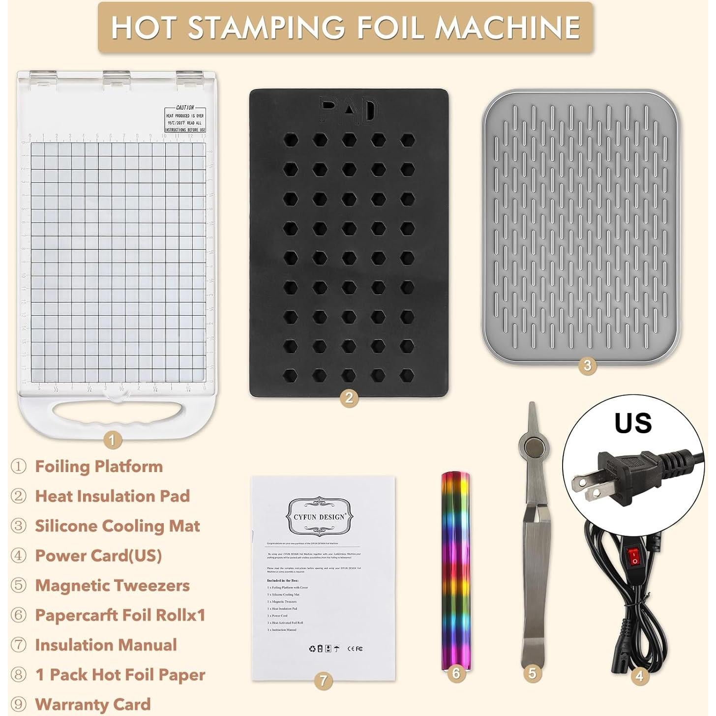 Máquina de Prensa de Foil Caliente Briartw 110V - 9 Piezas