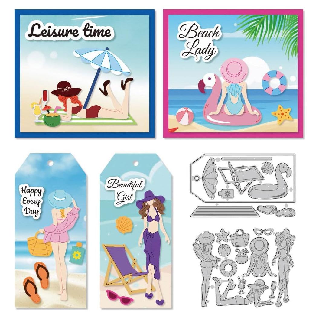 Troqueles de Corte DELORIGIN Dama en la Playa 2 Piezas