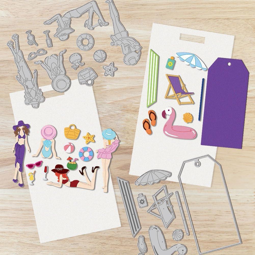 Troqueles de Corte DELORIGIN Dama en la Playa 2 Piezas