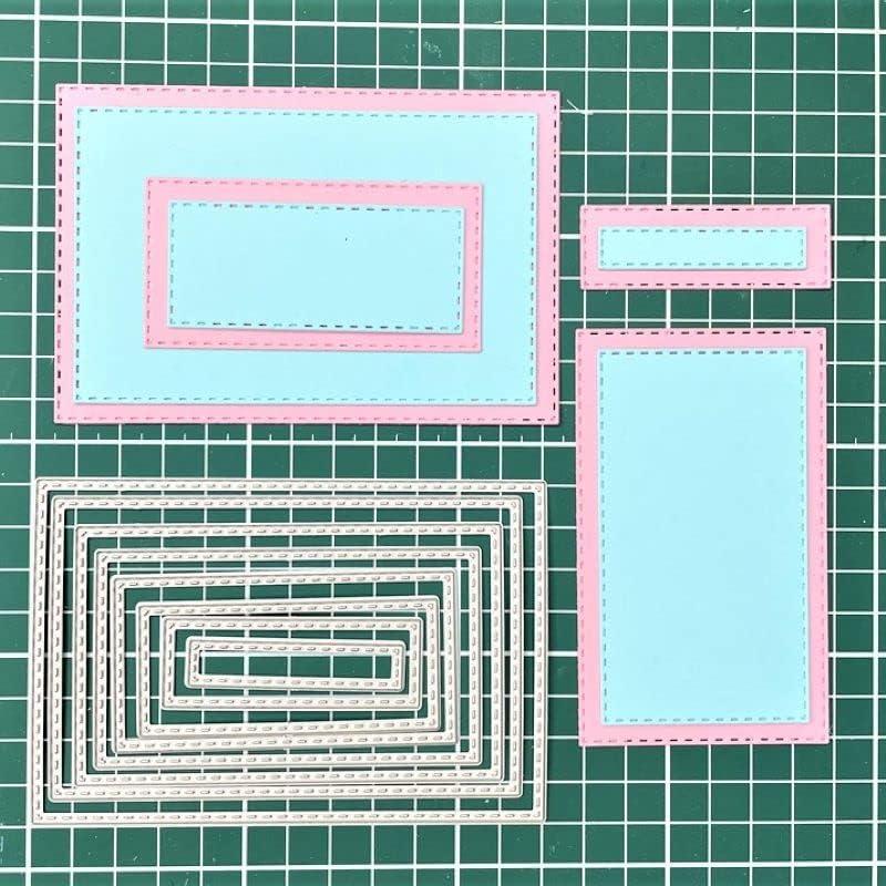 8Pcs Rectangle Cutting Dies Stencil DIY Scrapbook Album Paper Card Embossing Tool (Rectangle)
