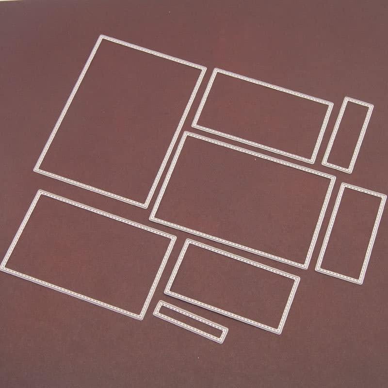 8Pcs Rectangle Cutting Dies Stencil DIY Scrapbook Album Paper Card Embossing Tool (Rectangle)