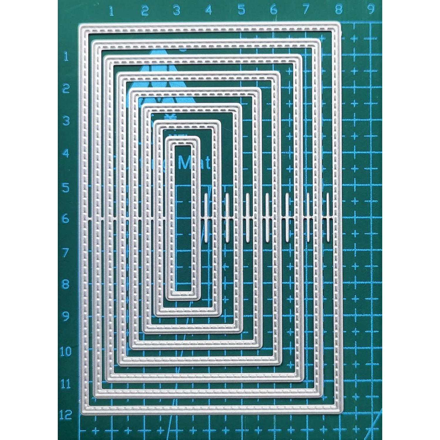 8Pcs Rectangle Cutting Dies Stencil DIY Scrapbook Album Paper Card Embossing Tool (Rectangle)