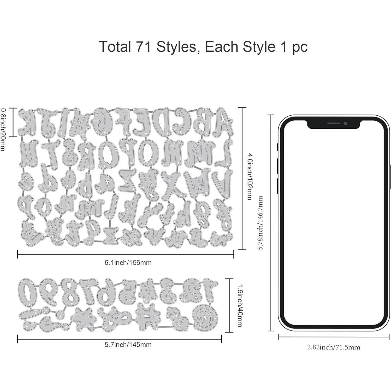 Troqueles de Letras y Números INFUNLY 71pcs para Scrapbooking