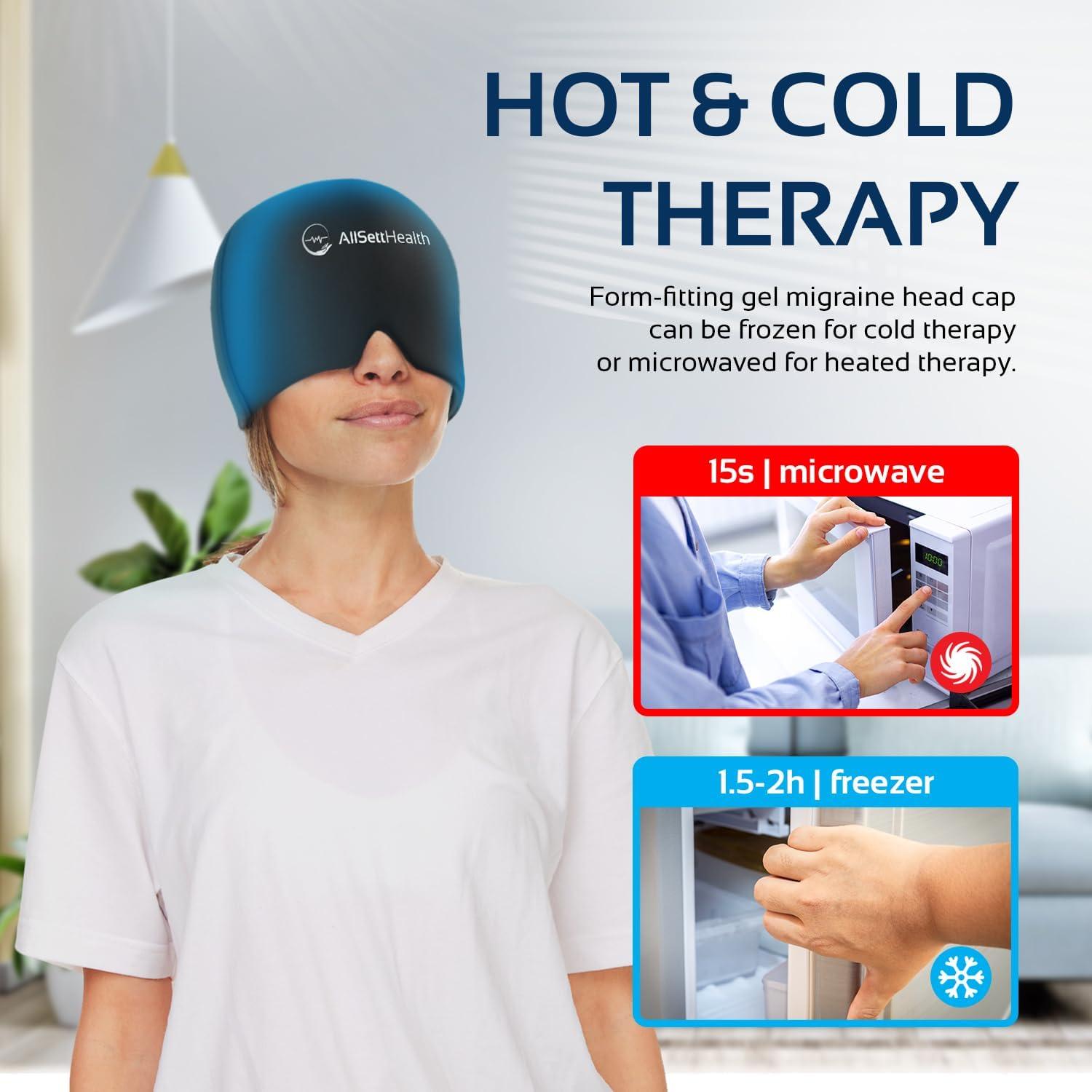 Gorro Alivio de Migraña All Sett Health - Gel Frío/Caliente Negro