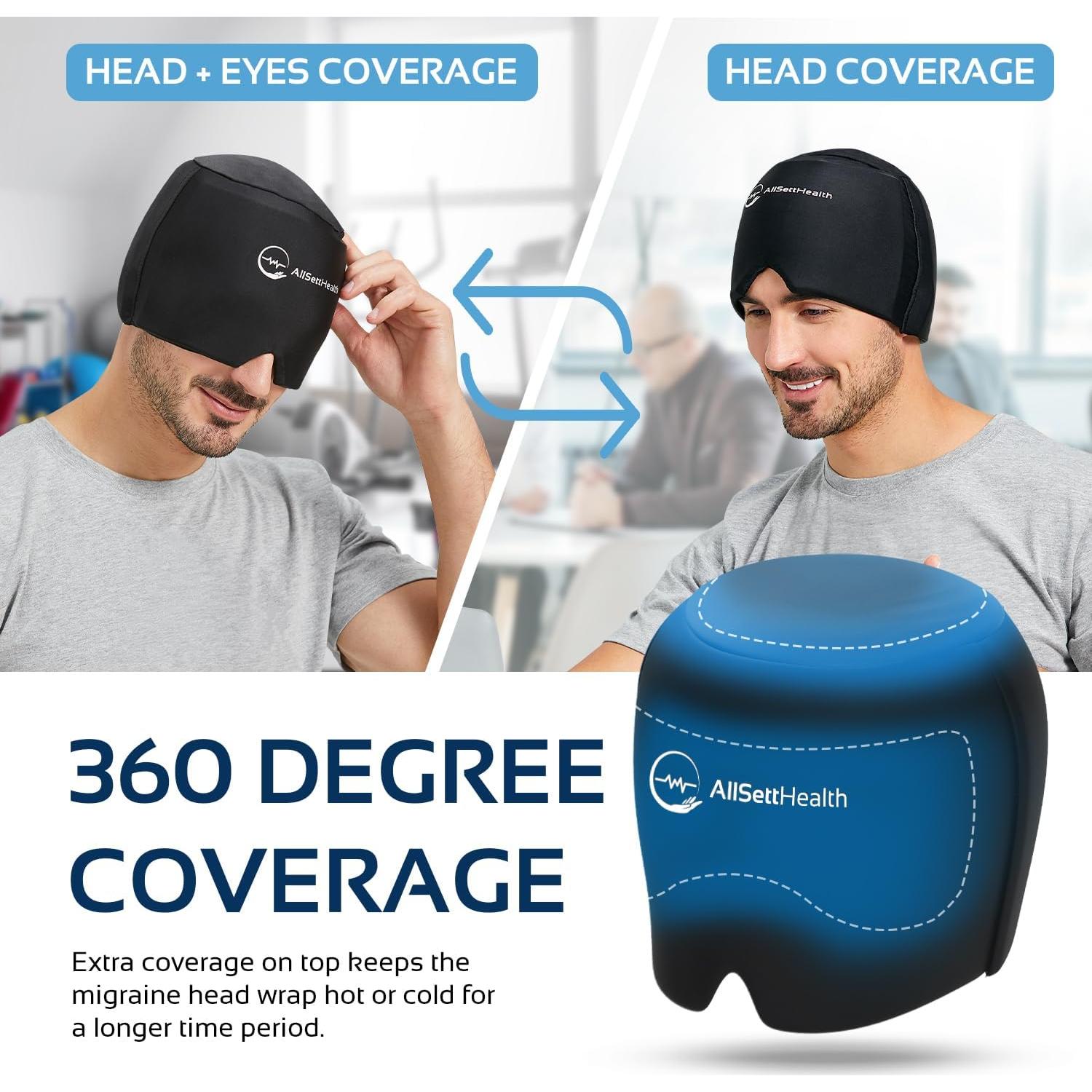 Gorro Alivio de Migraña All Sett Health - Gel Frío/Caliente Negro