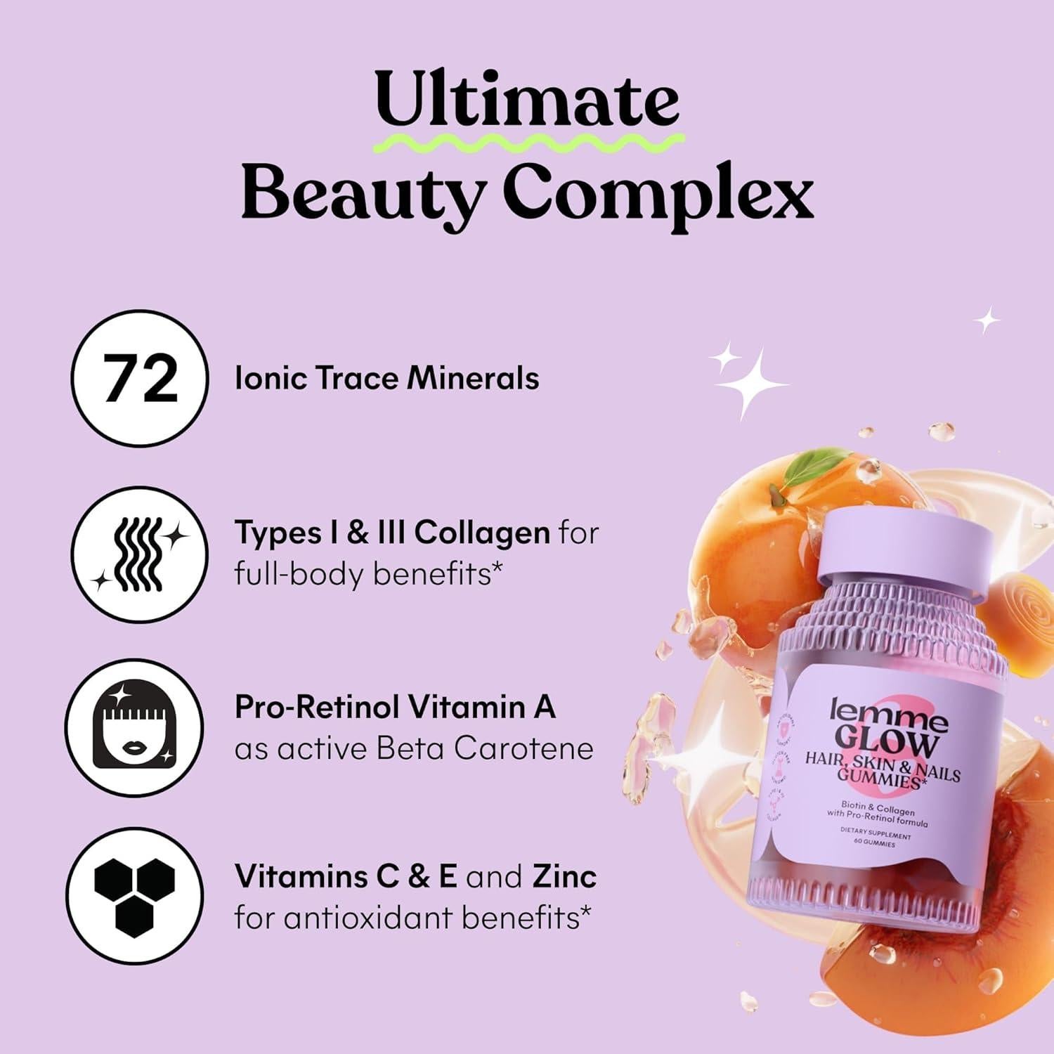 Gomitas de Colágeno Lemme Glow 60 unidades - Piel, Cabello y Uñas