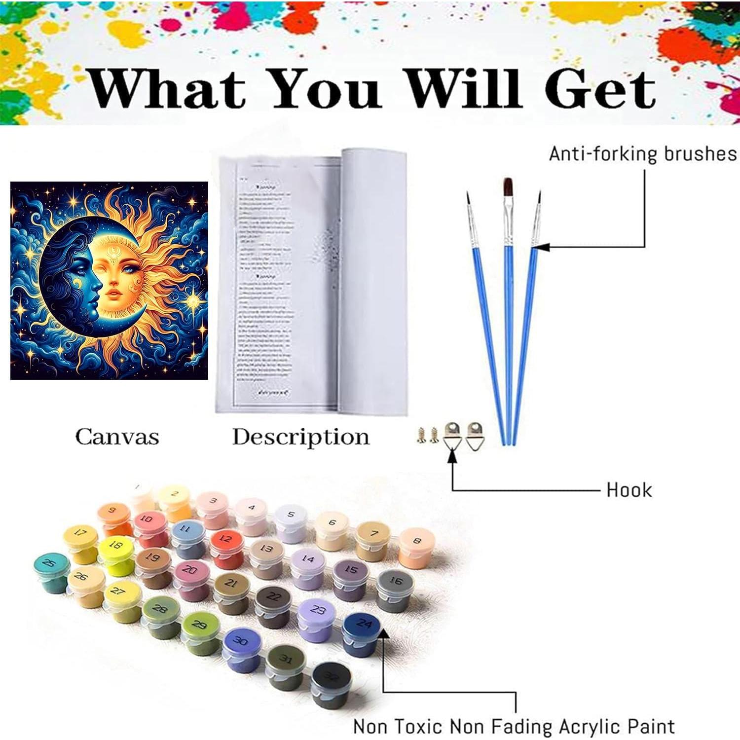 Kit de Pintura por Números Axquilon Sol y Luna 40x40cm