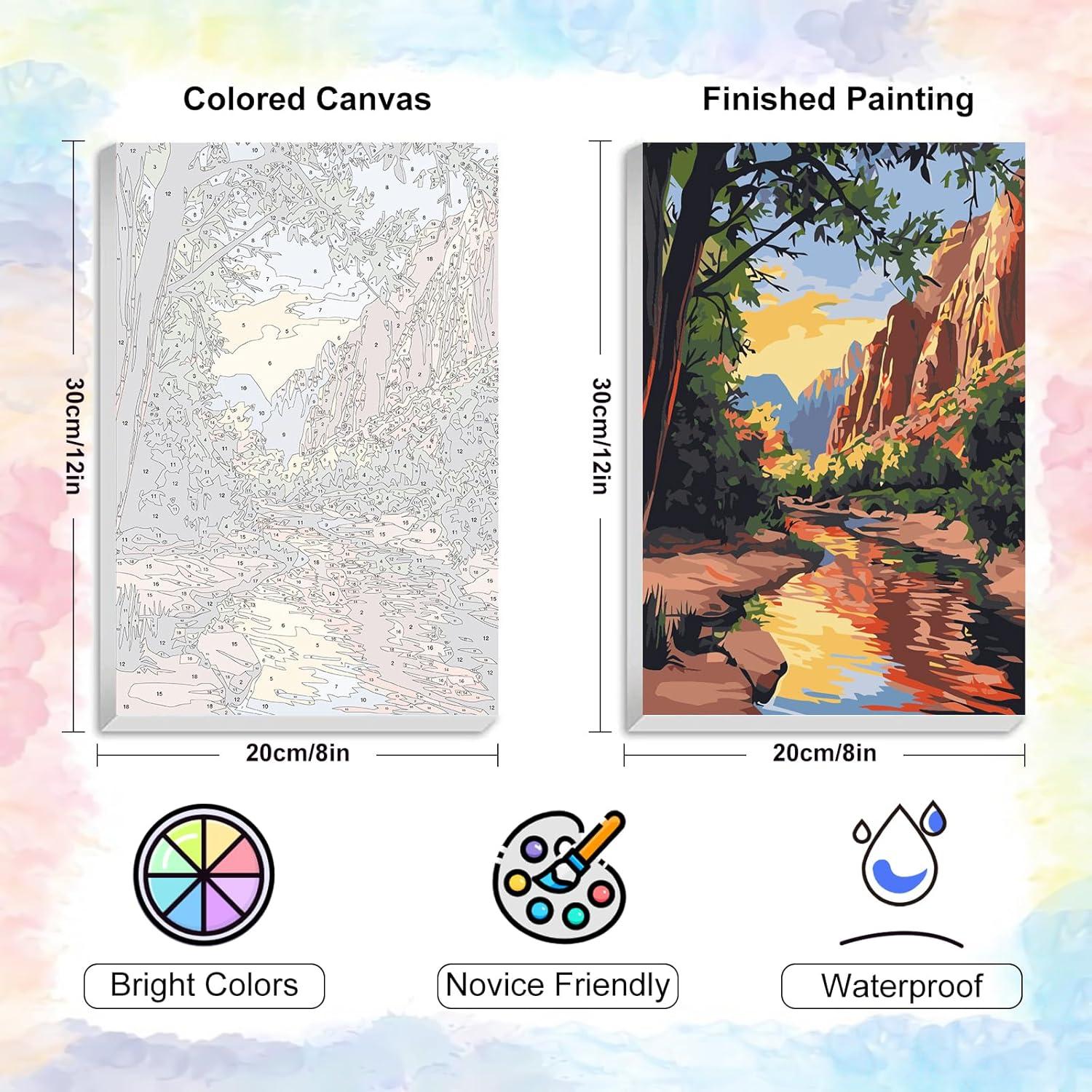 Kit de Pintura por Números Enmarcado Yezavesu 4 Piezas 20x30 cm