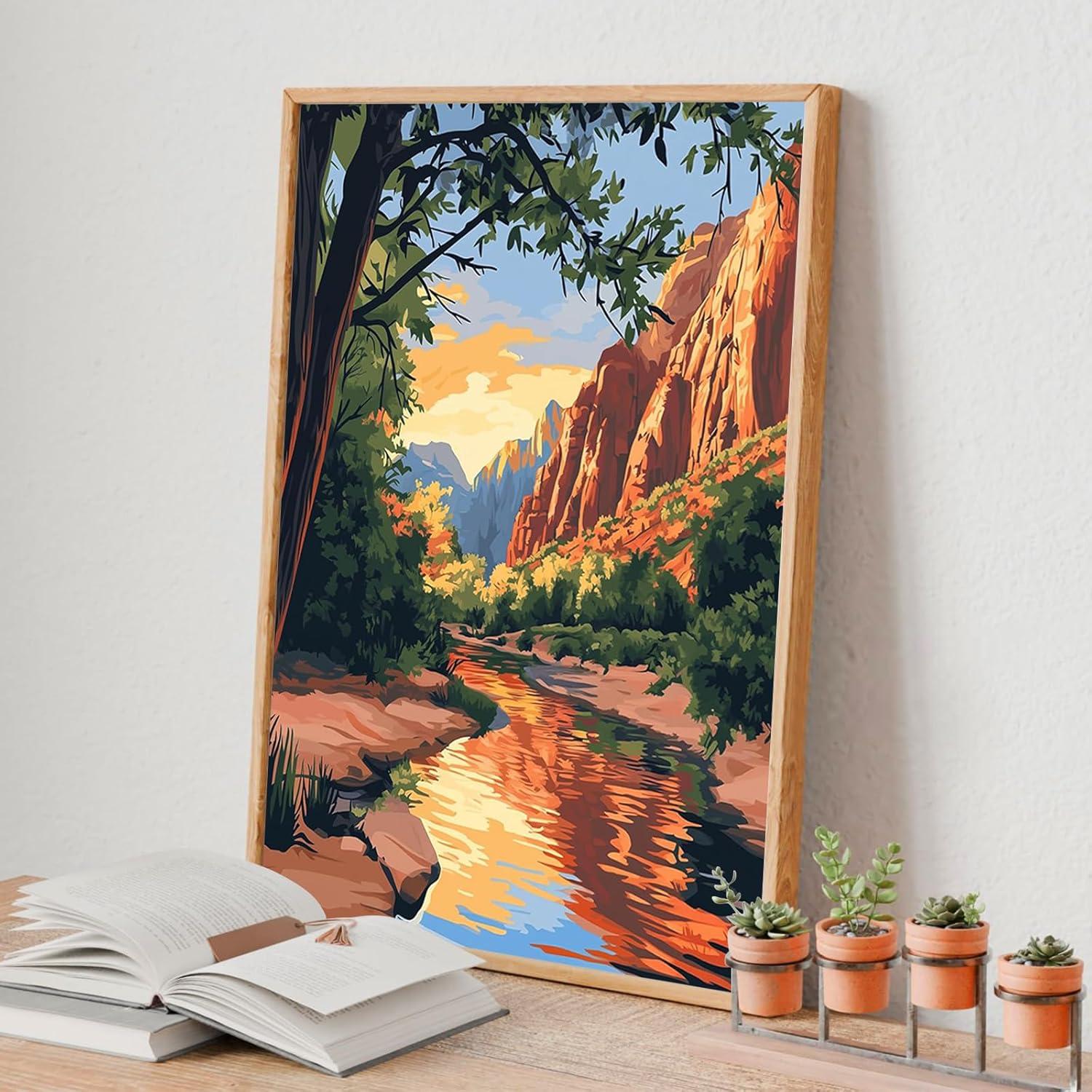 Kit de Pintura por Números Enmarcado Yezavesu 4 Piezas 20x30 cm