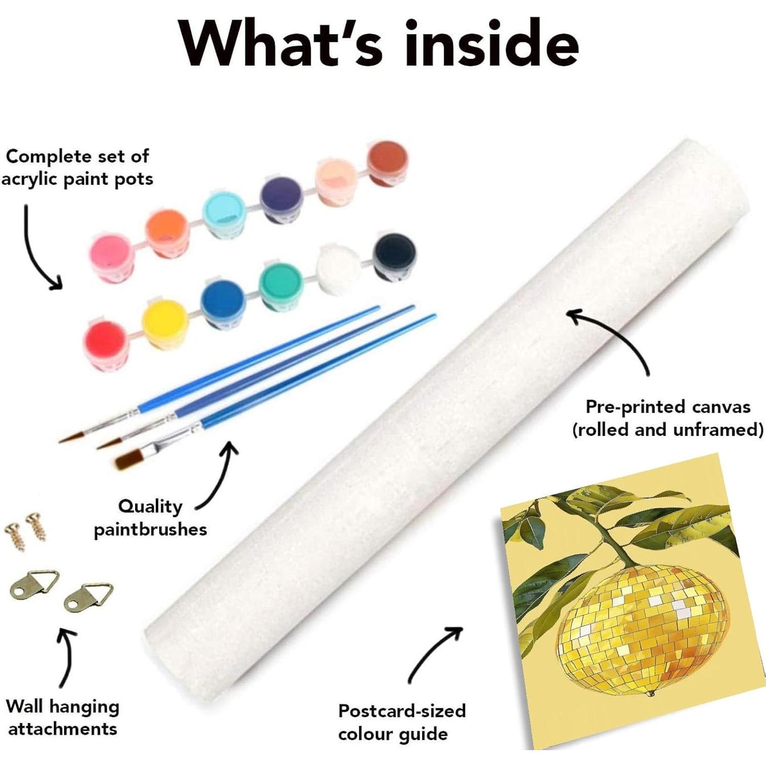 Kit de Pintura por Números Clendo 6P Frutas Disco 20x30 cm