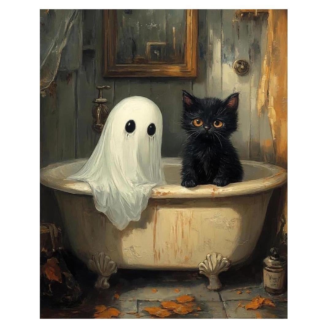 Kit de Pintura por Números Clendo Gato Fantasma 40x50 cm