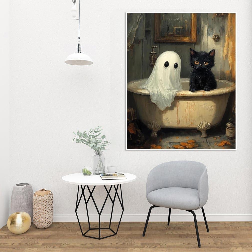Kit de Pintura por Números Clendo Gato Fantasma 40x50 cm