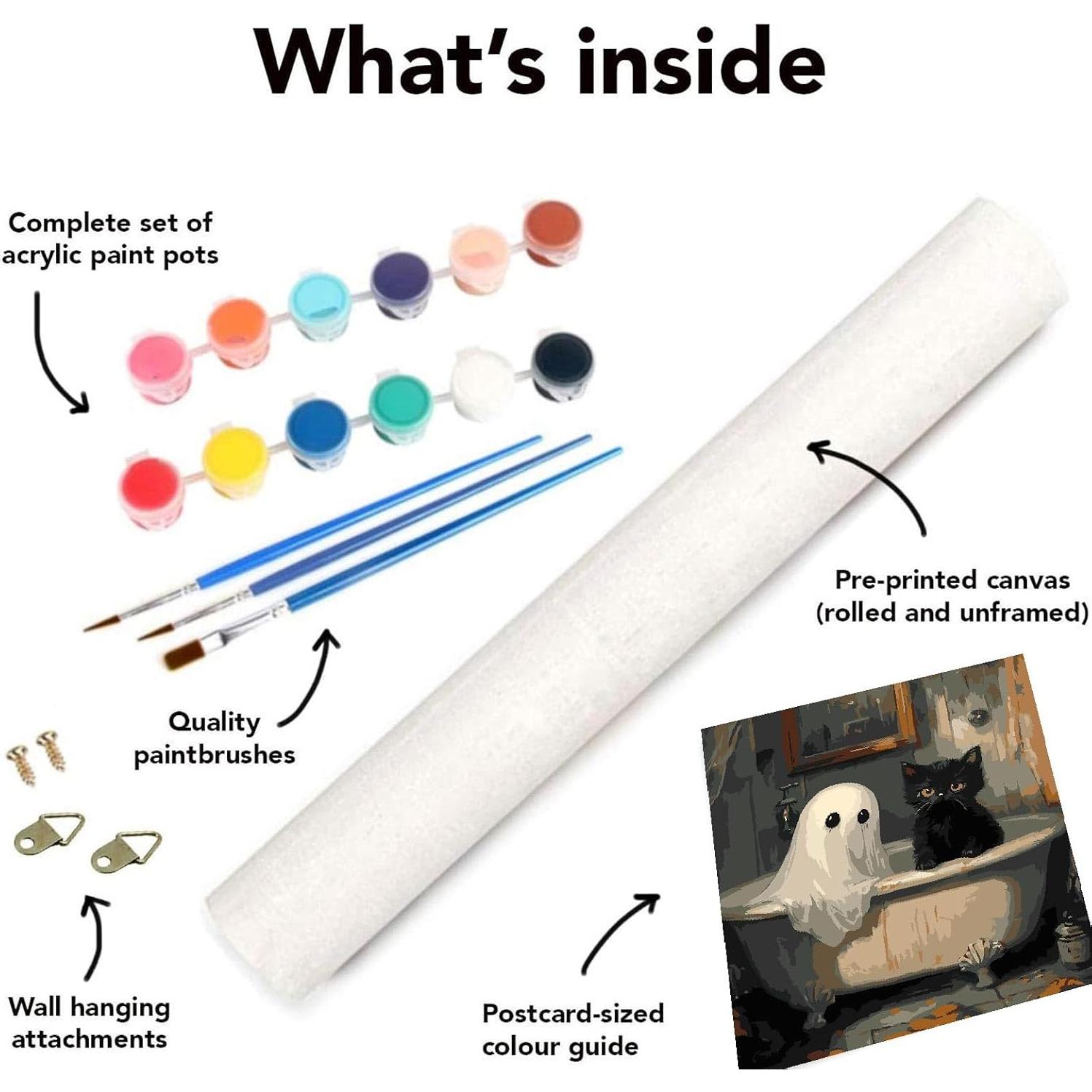 Kit de Pintura por Números Clendo Gato Fantasma 40x50 cm