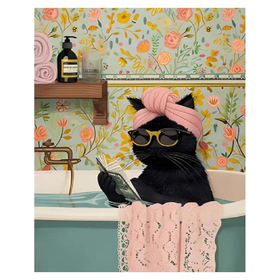 Kit de Pintura por Números Canrichshop Gato Negro 40x50cm