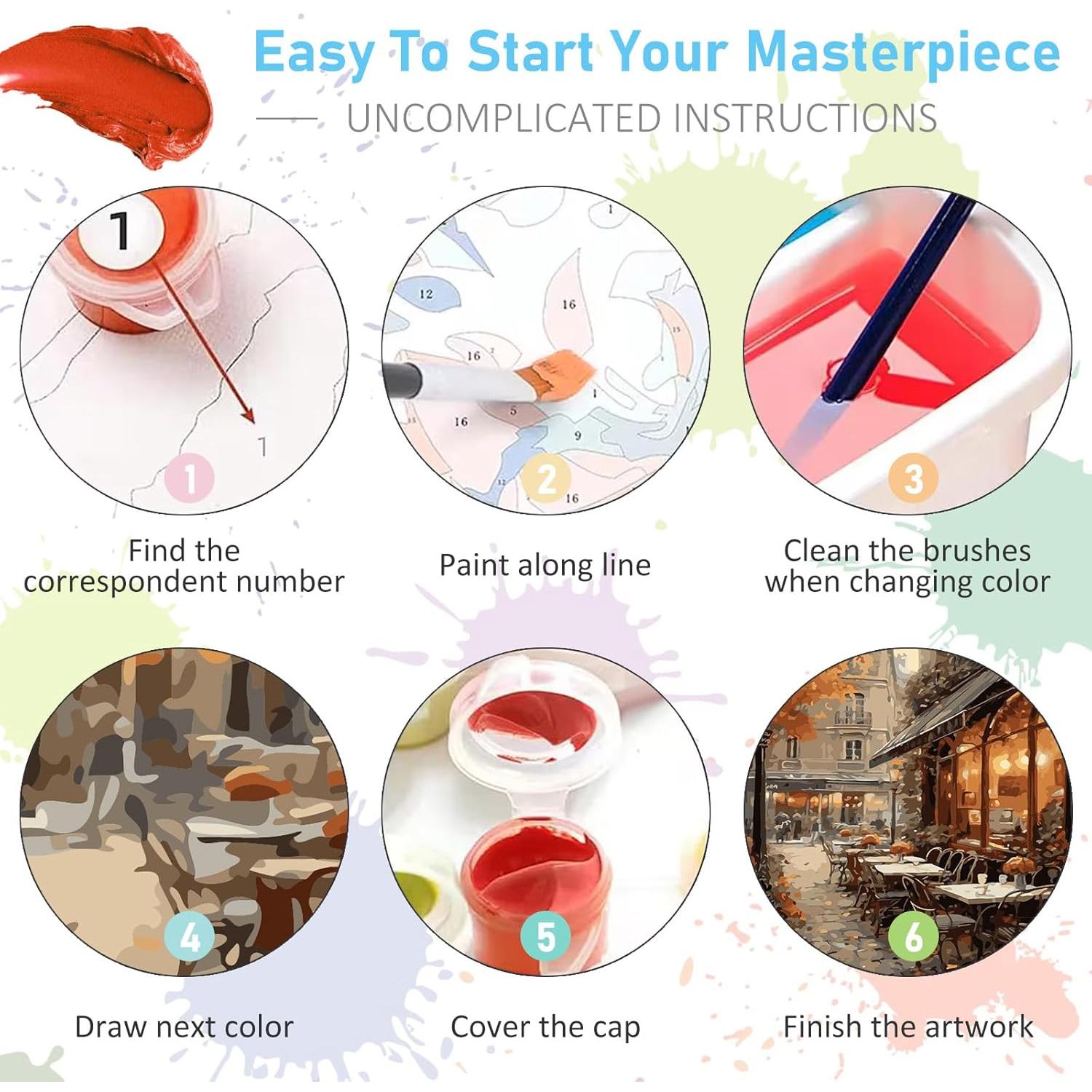 Kit de Pintura por Números Offito 40.6x50.8cm Café en la Calle