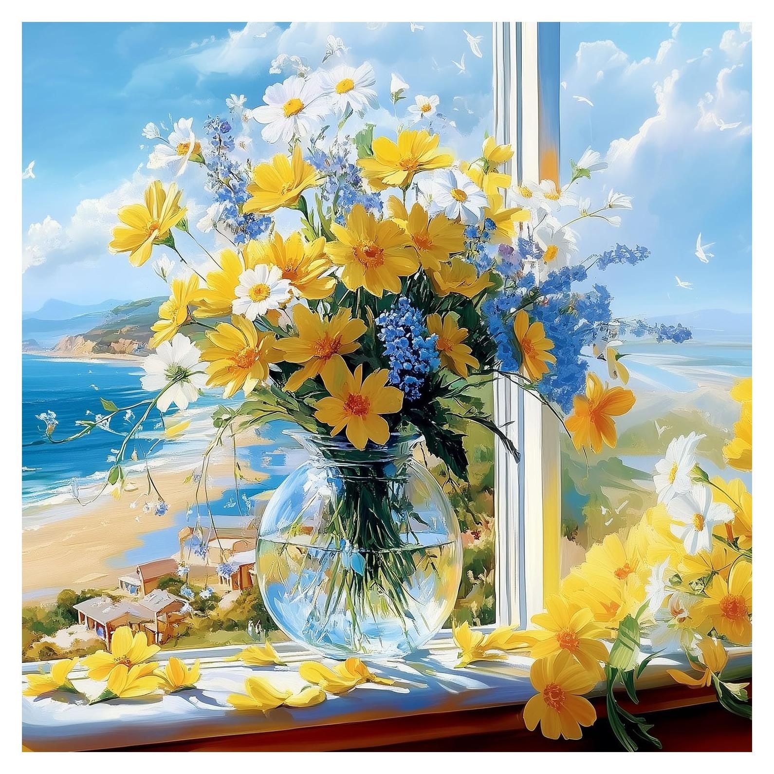 Kit de Pintura por Números Floral YarnWhimsy 40x40 cm