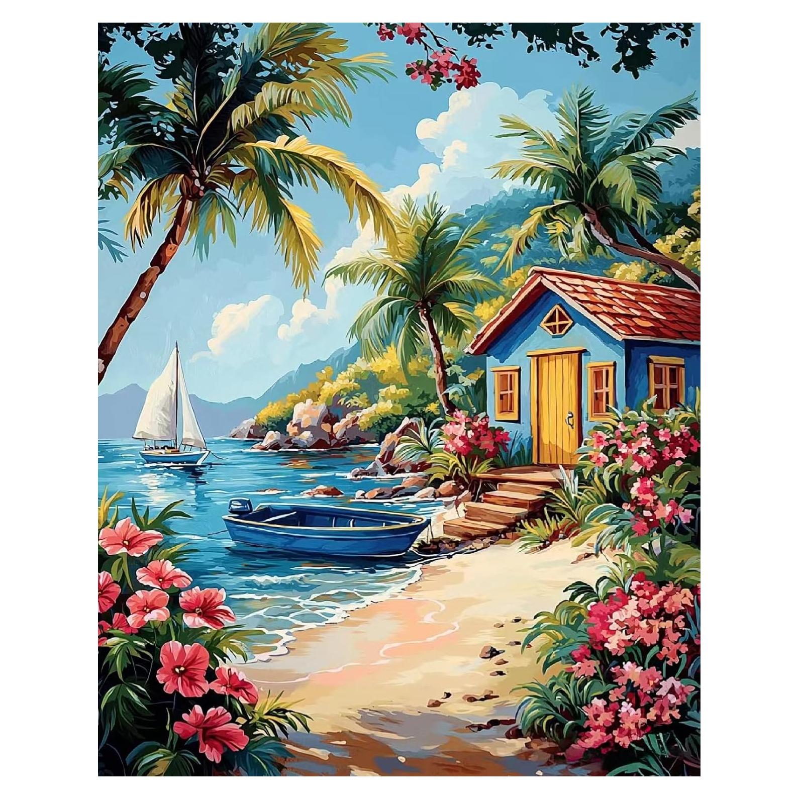 Kit de Pintura por Números Possoco 40x50 cm Playa Acrílico