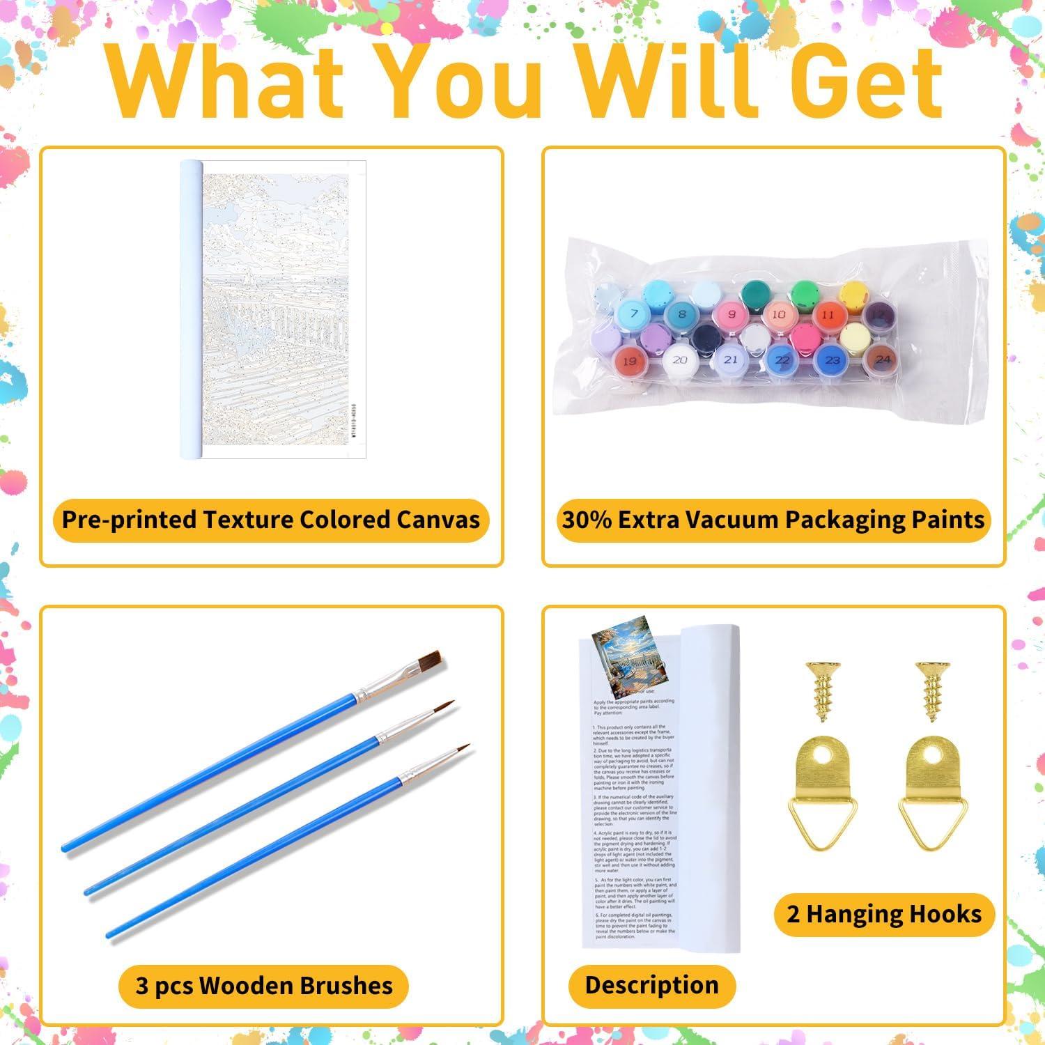 Kit de Pintura por Números Mandun Playa 40x50cm para Adultos