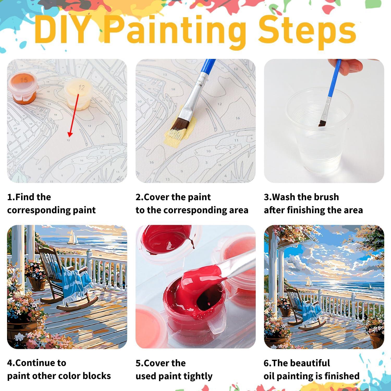 Kit de Pintura por Números Mandun Playa 40x50cm para Adultos