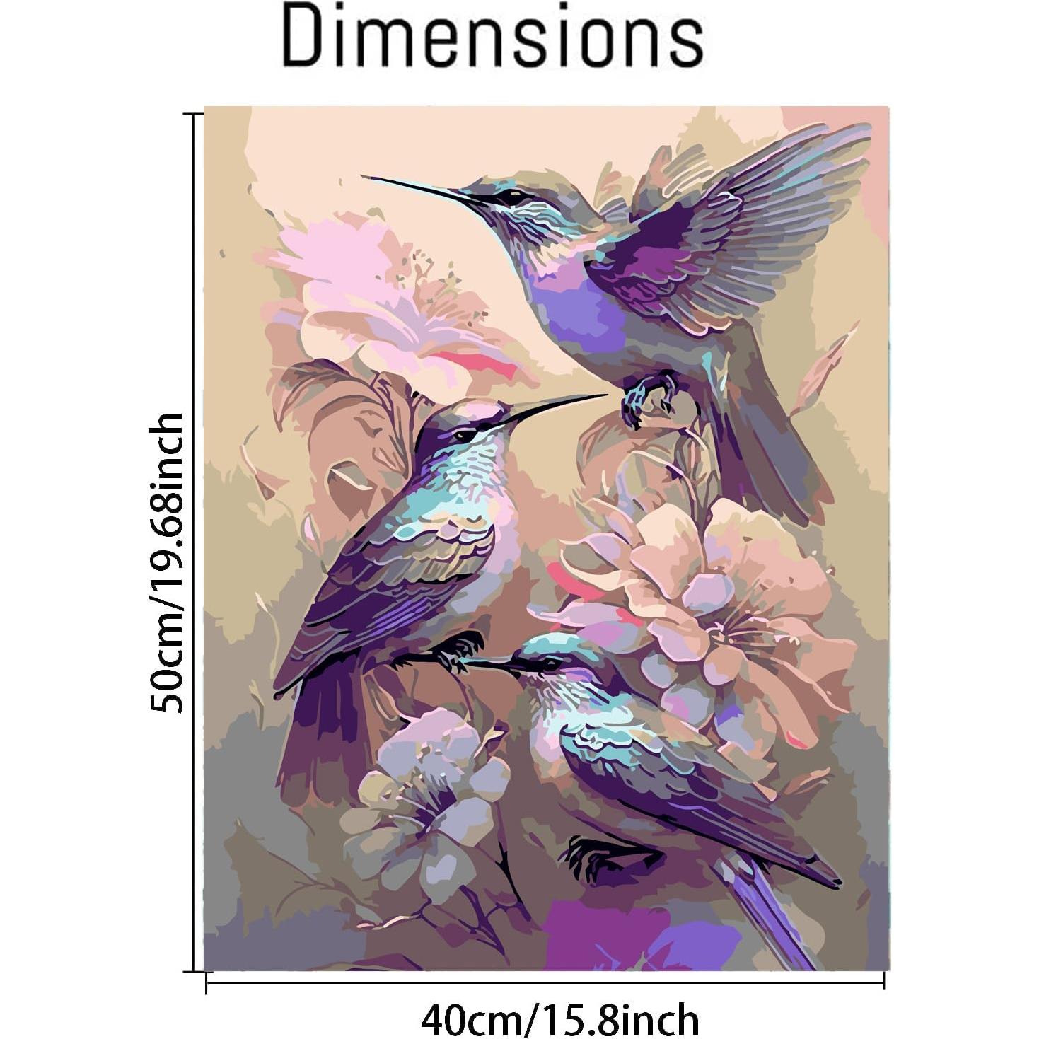 Pintar por Números MjhRcll Colibrí 50x40 cm para Adultos