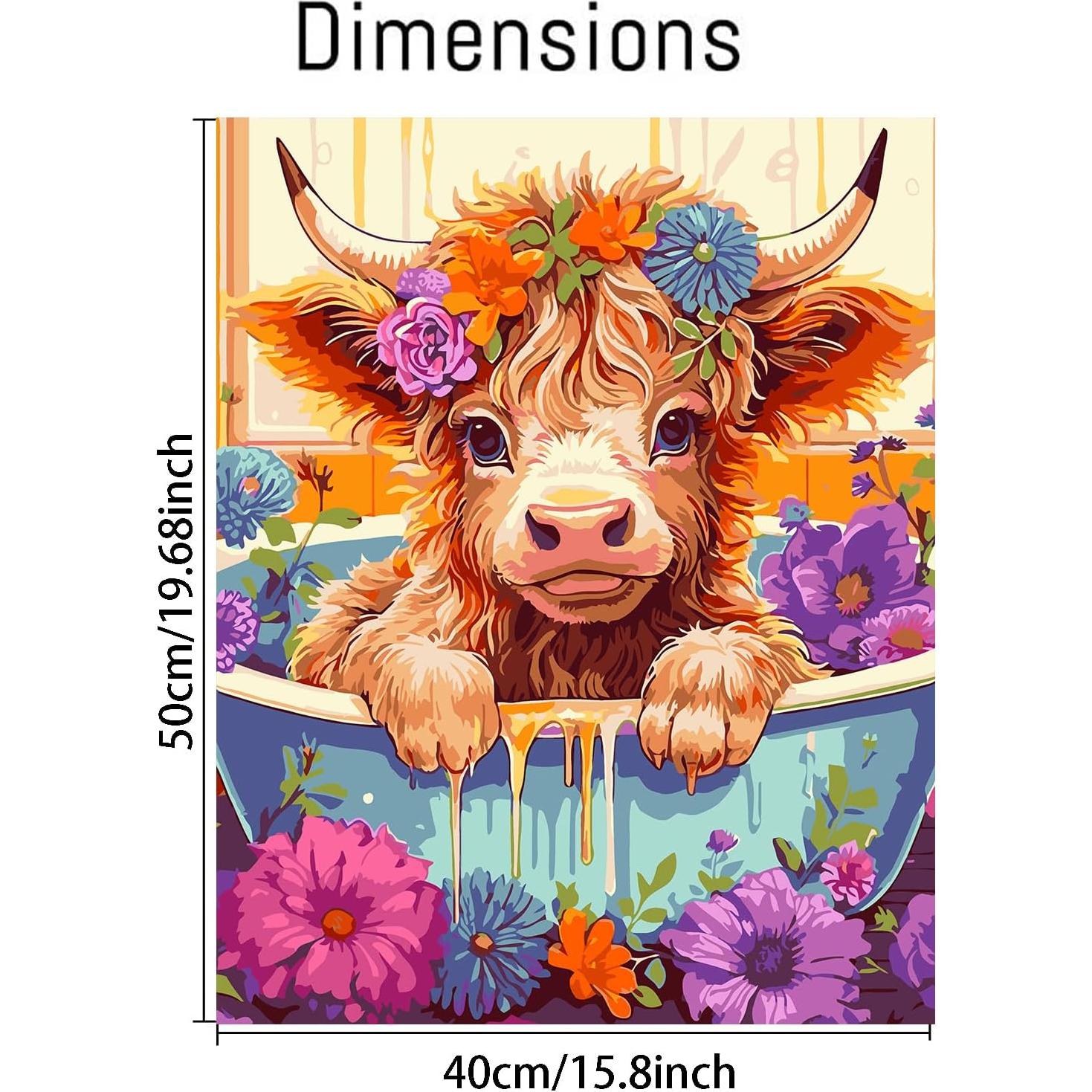 Pintura por Números Tigdtiu Vaca con Flores 40x50 cm