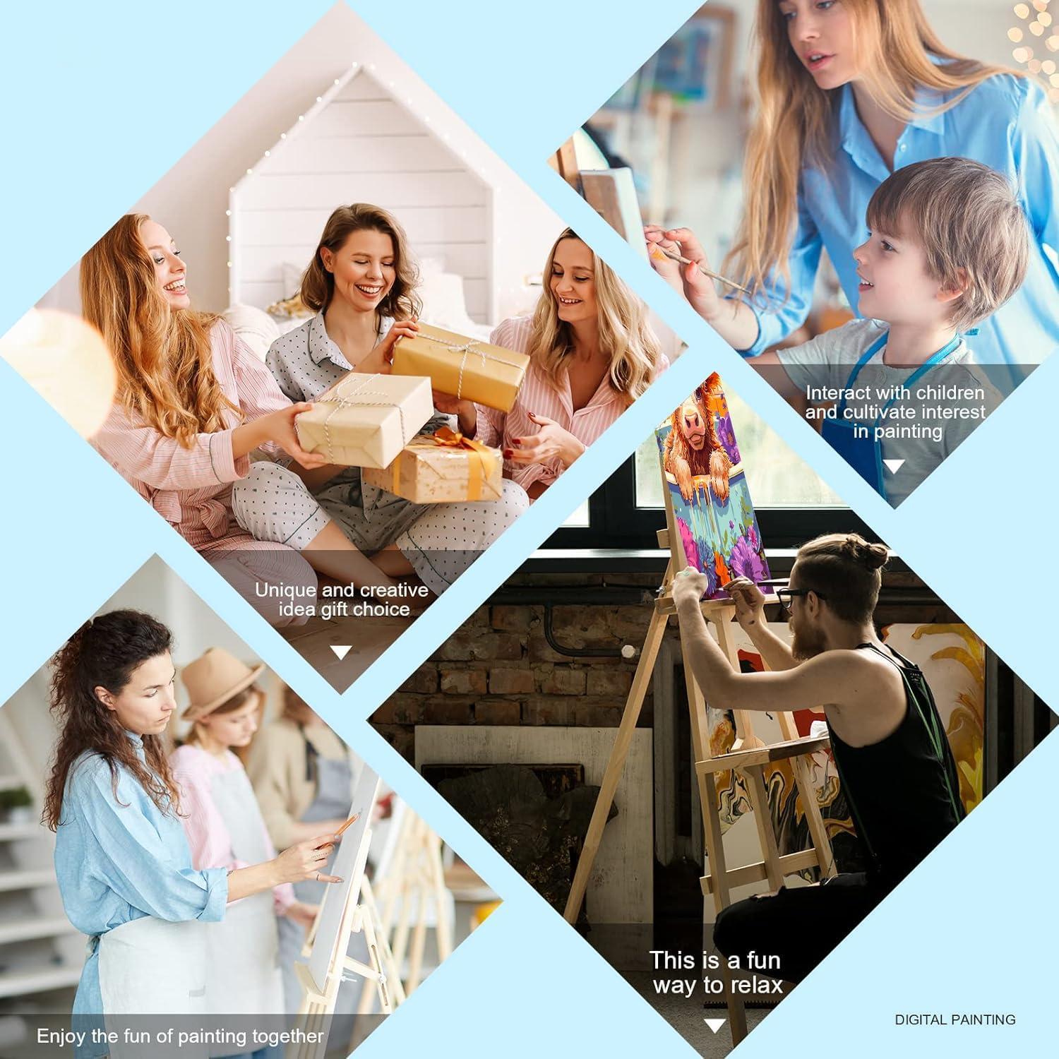 Pintura por Números Tigdtiu Vaca con Flores 40x50 cm