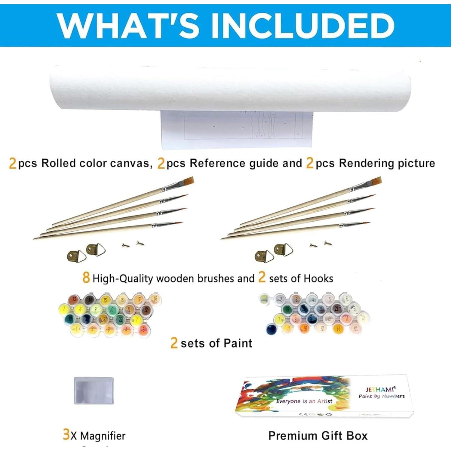 Kit de Pintar por Números Jethami 2 Piezas 40.6x50.8 cm